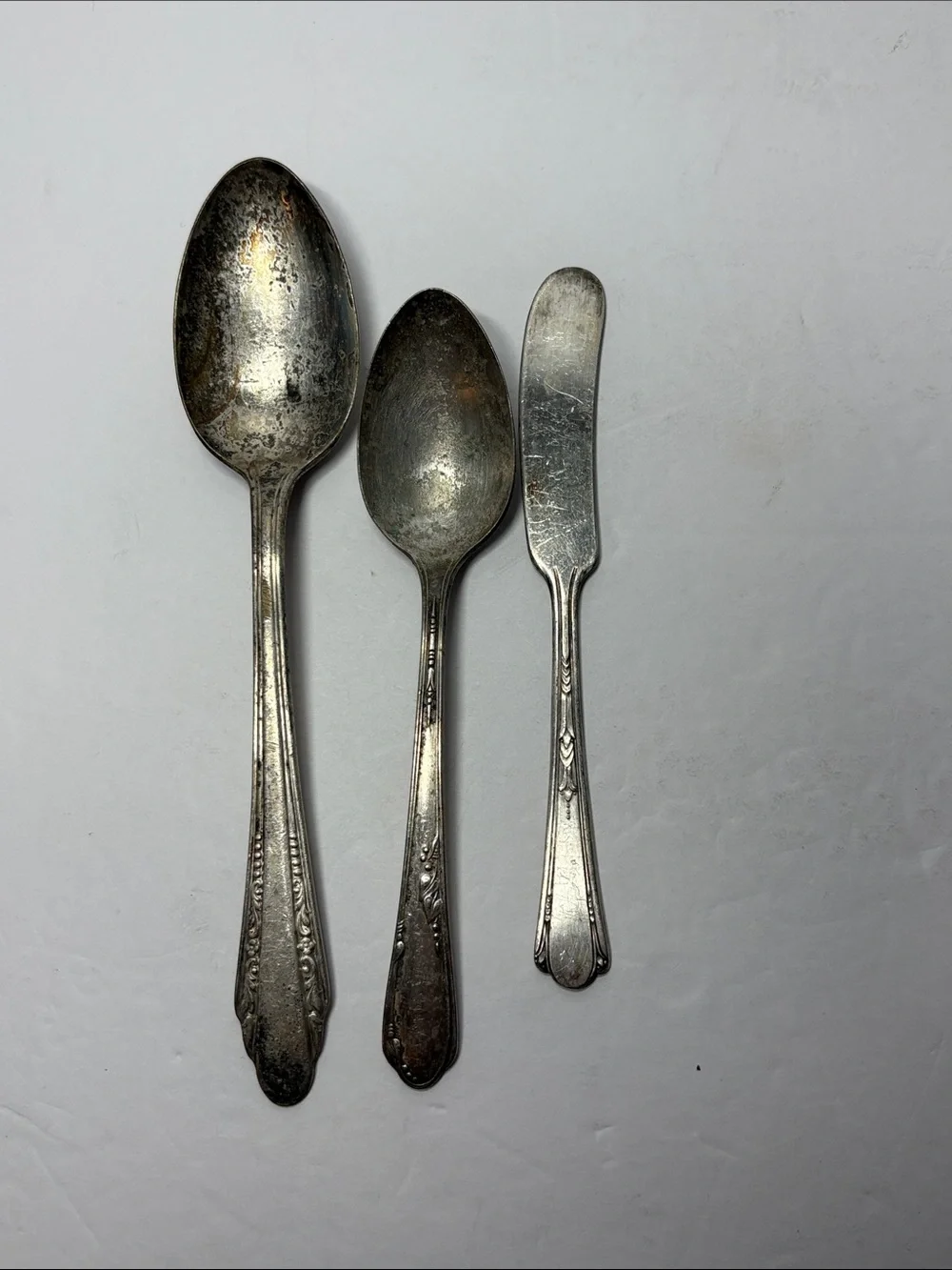 Vintage Mixed Silverplate Flatware Set - Tarnished Silver